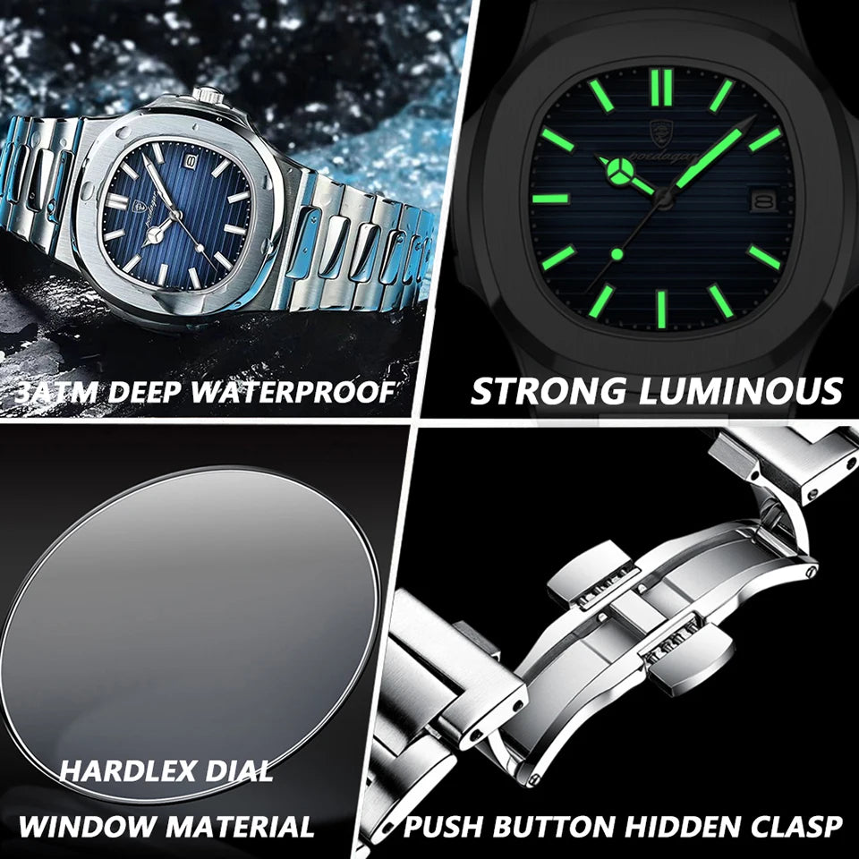 POEDAGAR Men's Quartz Watch: waterproof, luminous 💎